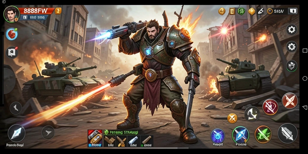 Screenshot game 888FW dengan aksi pertempuran yang mendebarkan.