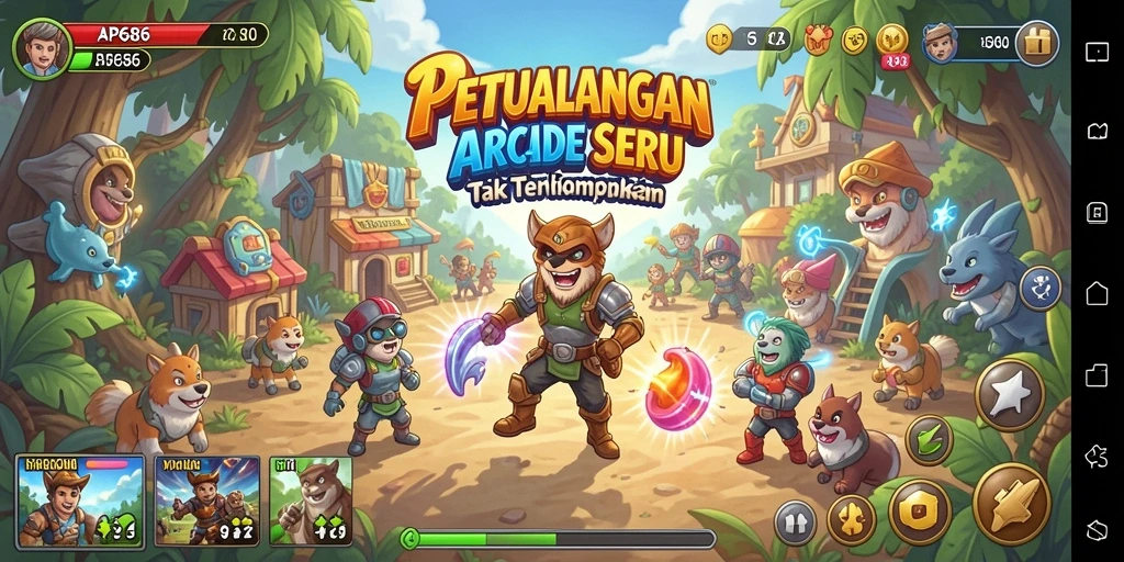 Tangkapan layar menampilkan aksi seru dalam gameplay Arcade AP686.