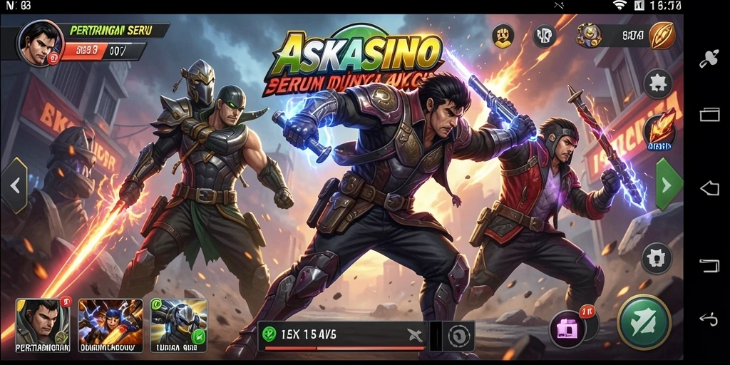 Screenshot gameplay intens dari ASKSINO yang memperlihatkan pertarungan seru.