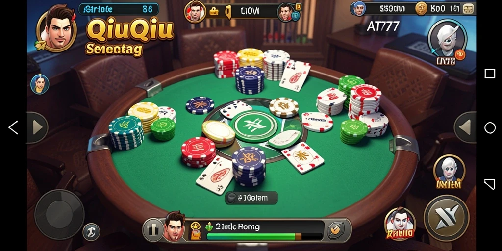 Gameplay seru dalam AT777 menunjukkan aksi QiuQiu yang intens.