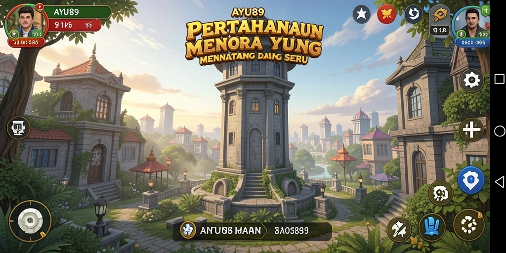 Tampilan interaktif gameplay AYU89 dalam genre Tower Defense.