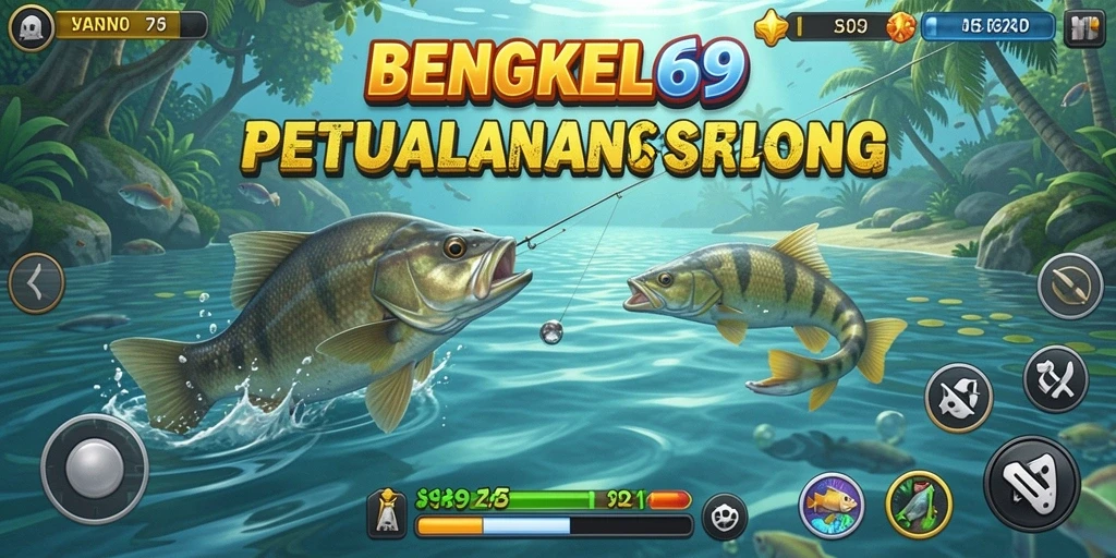 Screenshot gameplay BENGKEL69 yang menampilkan momen memancing yang mendebarkan.