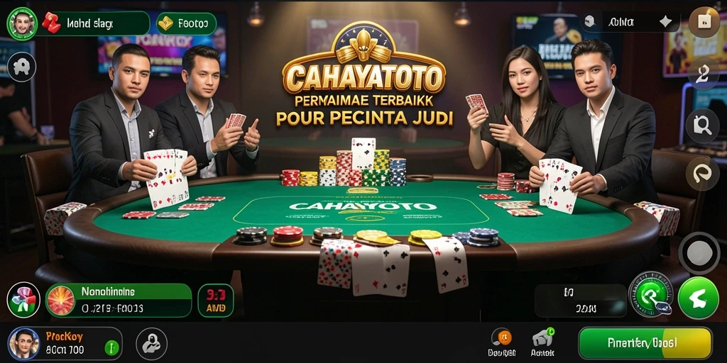 Tampilan layar permainan poker CAHAYATOTO yang menarik dan seru.
