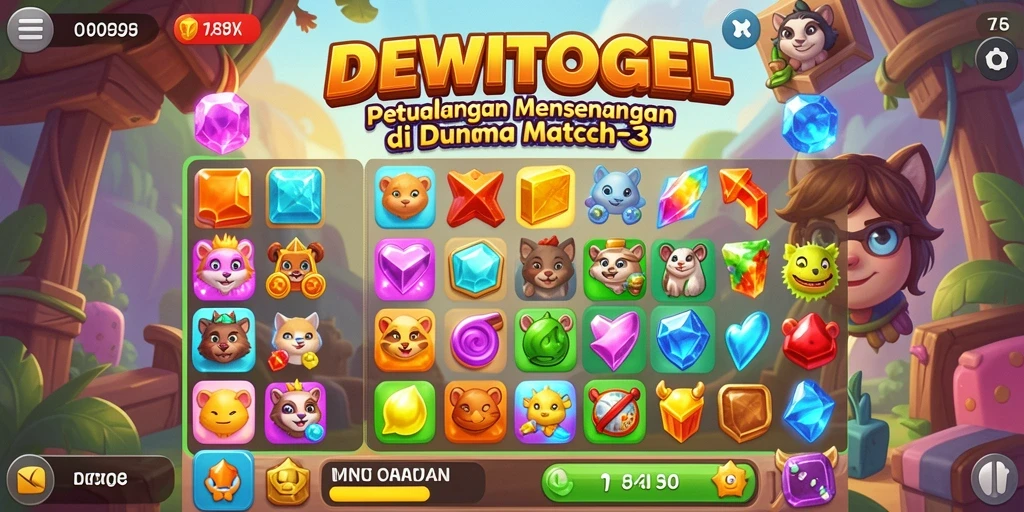 Screenshot gameplay DEWITOGEL dengan suasana Match-3 yang seru.