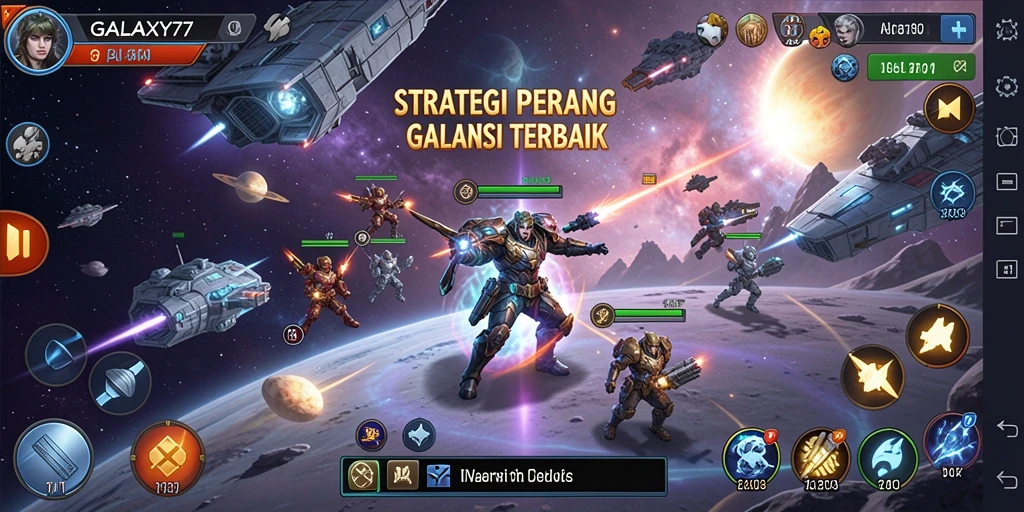 Tampilan gameplay menarik dari GALAXY77 dengan pertempuran galaksi.