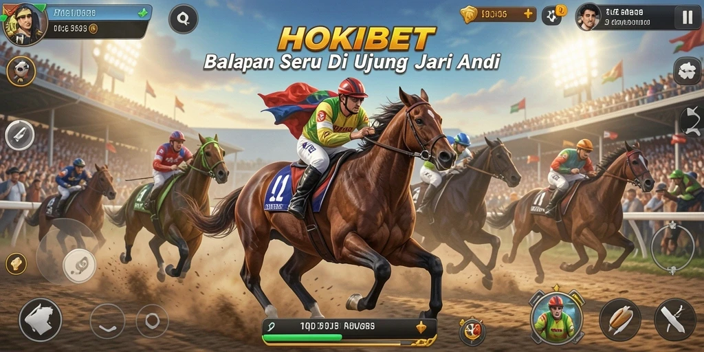 Tampilan permainan balapan seru di HOKIBET.
