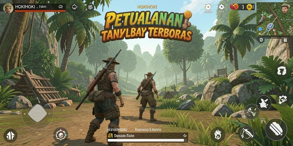 Screenshot gameplay HOKIHOKI menampilkan petualangan di dunia terbuka yang menakjubkan.
