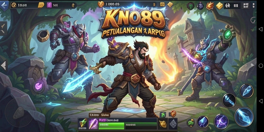Tangkapan layar KNO89 menampilkan aksi pertarungan para pahlawan melawan monster.