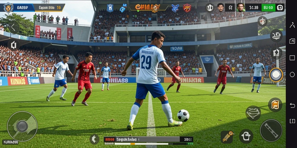 Gameplay KURNIA898 menyajikan aksi sepak bola yang seru dan mendebarkan.