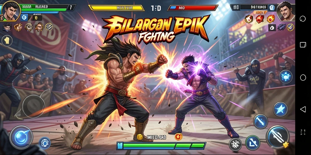 Screenshot utama dari gameplay <strong>MILO4D</strong> yang menampilkan aksi pertarungan yang seru.