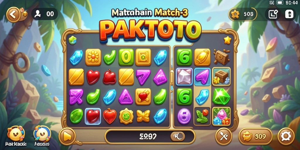 Screenshot PAKTOTO yang menampilkan gameplay seru Match-3.