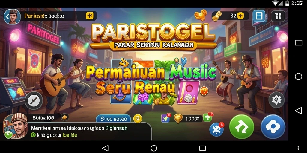 Tampilan gameplay PARISTOGEL yang penuh warna dan dinamis.