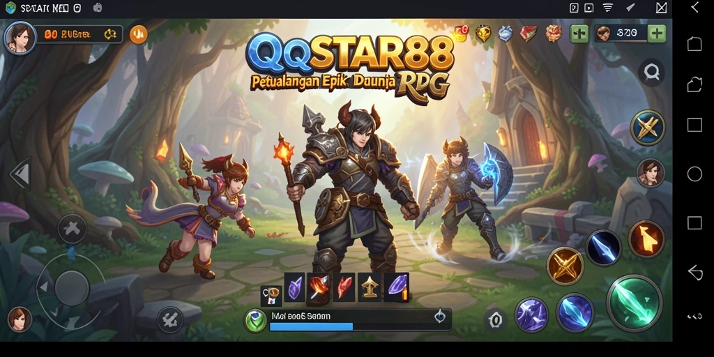 Screenshot gameplay <strong>QQSTAR88</strong> yang menunjukkan pertarungan seru dan karakter yang menakjubkan.
