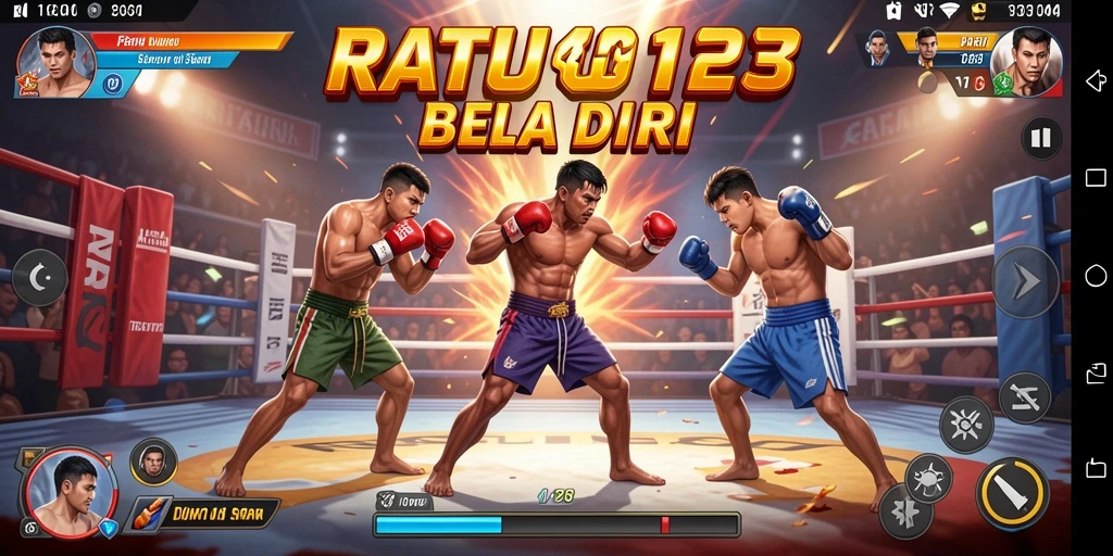 Tampilan dinamis pertarungan karakter dalam RATU123.