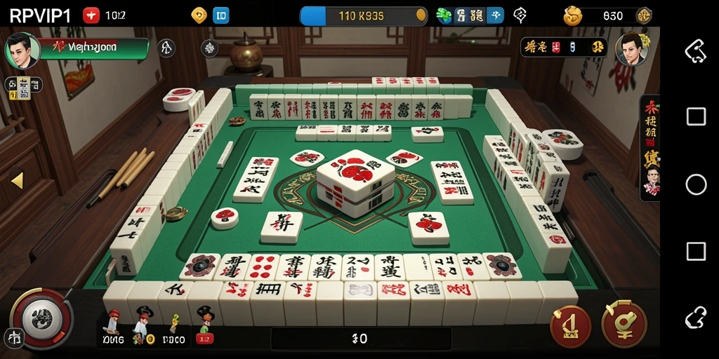 Screenshot permainan RPVIP1 menampilkan gameplay Mahjong yang menarik.