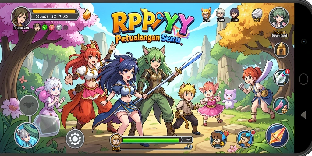Screenshot RPYYY menunjukkan aksi seru dan karakter yang unik.