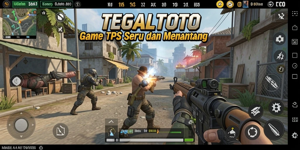 Tangkapan layar menggambarkan aksi mendebarkan dalam game TPS.