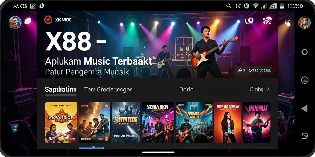 Screenshot gameplay X88 menampilkan fitur lirik interaktif yang menarik.